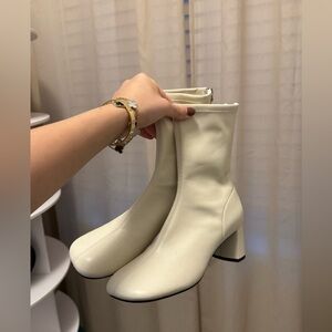 Charles & keith cream boots